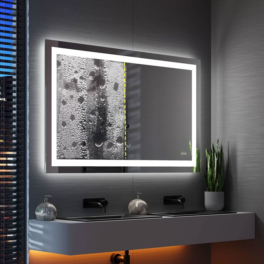 Power-Saving 0.4mm Ultra-Thin Anti-Fogging Solution Rectangle LED Mirror Demister for Bathroom