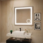 Square Led Light Bathroom Magnifying Mirror Touch Control
