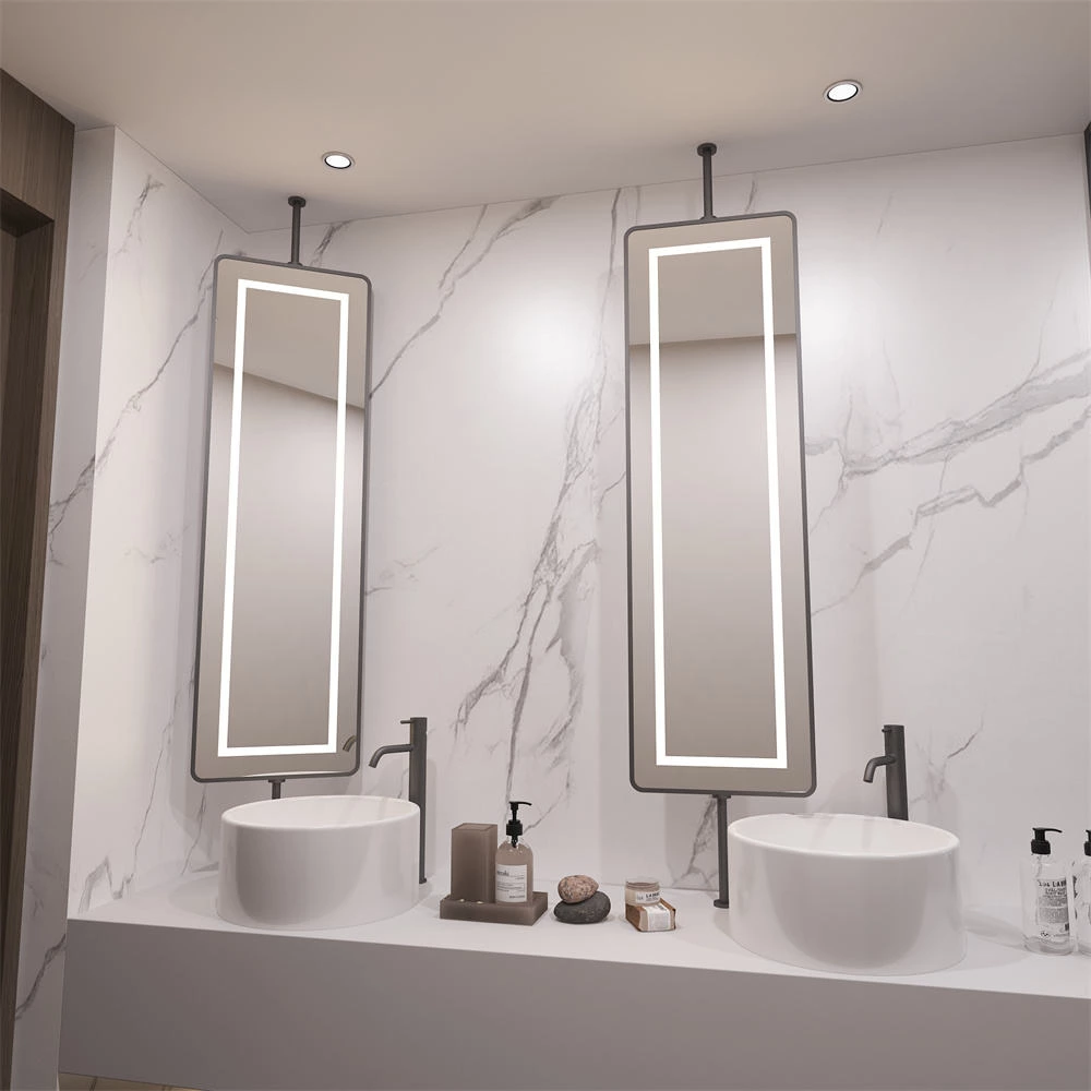 Smart Hotel Bathroom Stainless Steel Framed Fogless LED Mirror