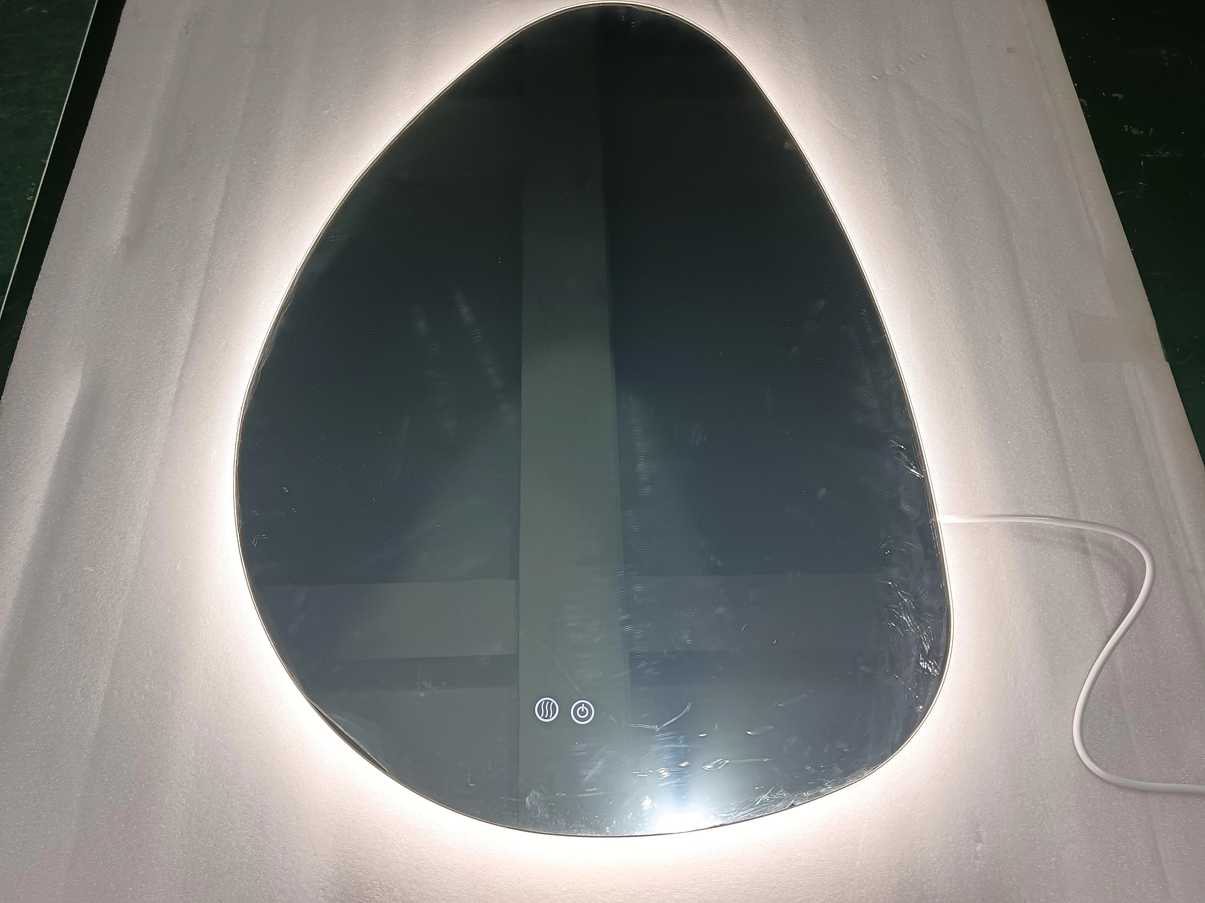 Modern Water Drop Shape Anti-Fog Lighted LED Bathroom Mirror Illuminated Irregular LED Mirror