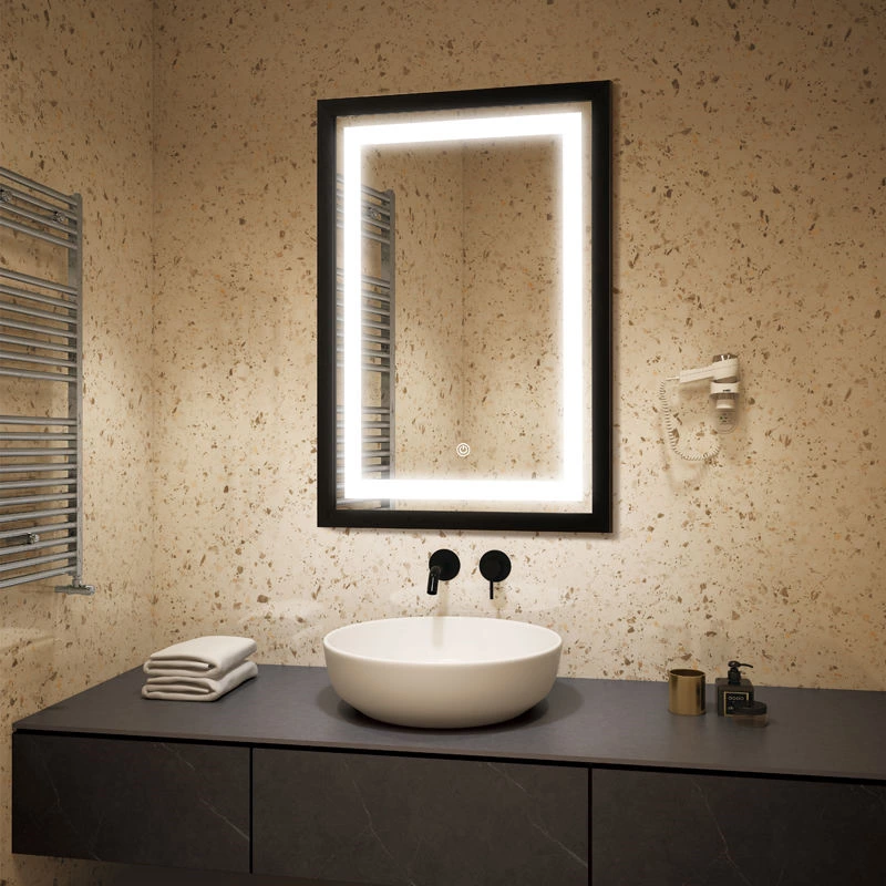 Rectangle Frame Illuminated Mirror Smart Vanity Mirror for Hotel Anti-fog LED Mirror