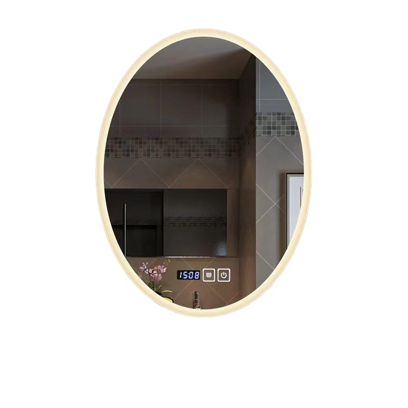 Modern LED Lighted Illuminated Bathroom Mirror IP44 Oval Pattern Glass Wall Defogger for Hotels and Apartments Mirror
