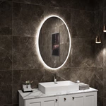 Modern LED Lighted Illuminated Bathroom Mirror IP44 Oval Pattern Glass Wall Defogger for Hotels and Apartments Mirror
