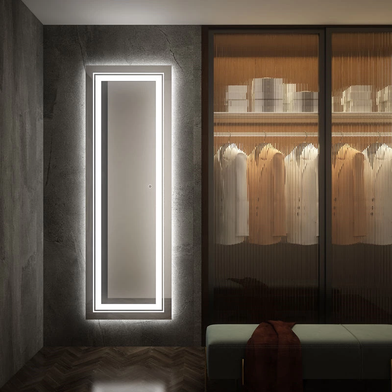 Rectangle Full Length Mirror Bathroom Light Fixture Barber Mirror Station