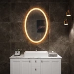 Modern LED Lighted Illuminated Bathroom Mirror IP44 Oval Pattern Glass Wall Defogger for Hotels and Apartments Mirror