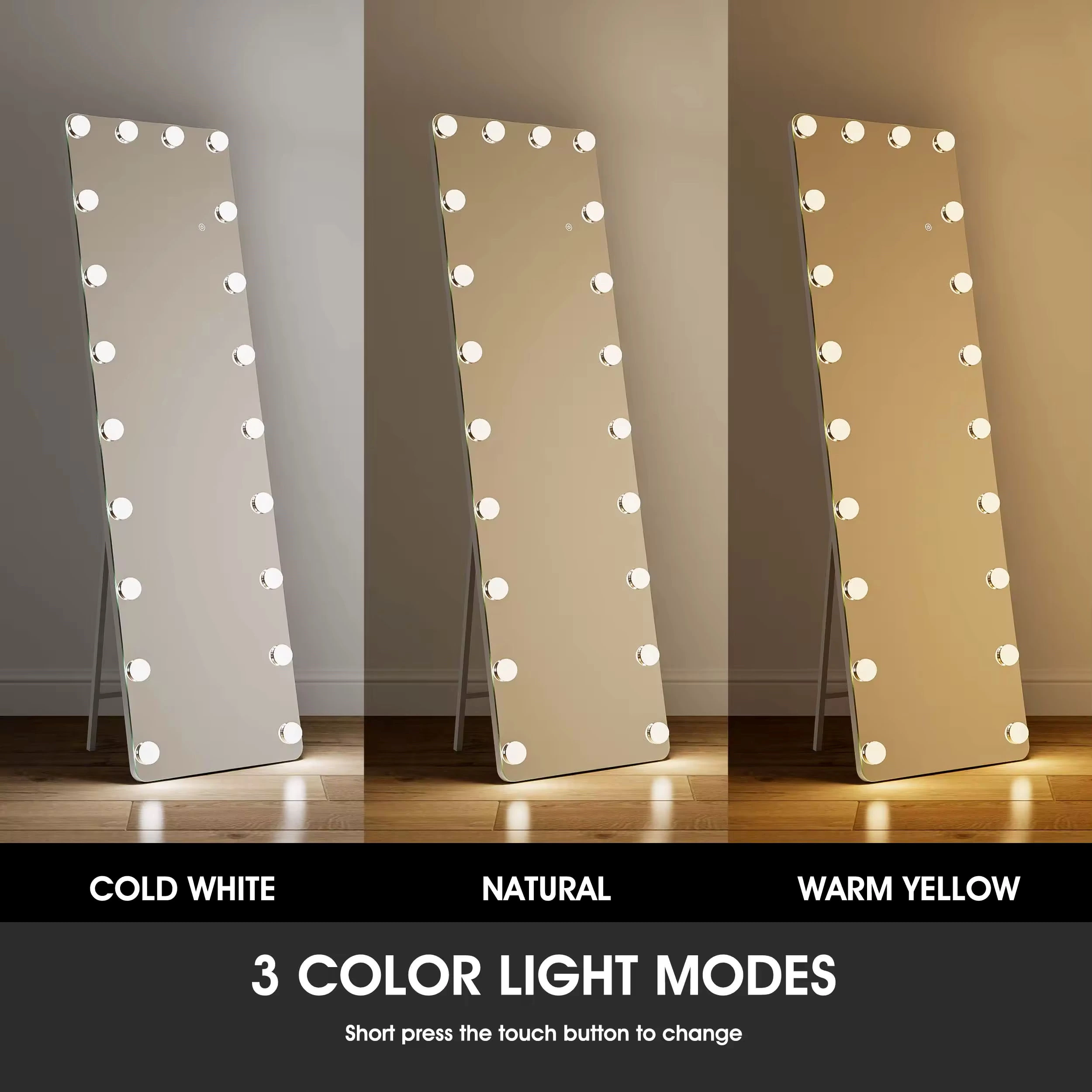 Modern Rectangle for Hollywood LED Lighted Salon Dressing Mirror Full Length with Adjustable Lighting for Makeup Use