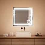 Square Led Light Bathroom Magnifying Mirror Touch Control