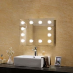 Rectangle Hollywood Frameless Makeup Mirror With 12 Led Bulbs Front-light
