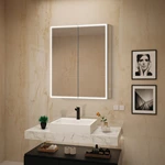 Double Door Rectangle LED Bathroom Mirror Cabinet Touch Mirror Sensor