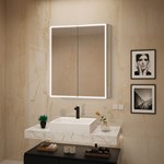 Double Door Rectangle LED Bathroom Mirror Cabinet Touch Mirror Sensor