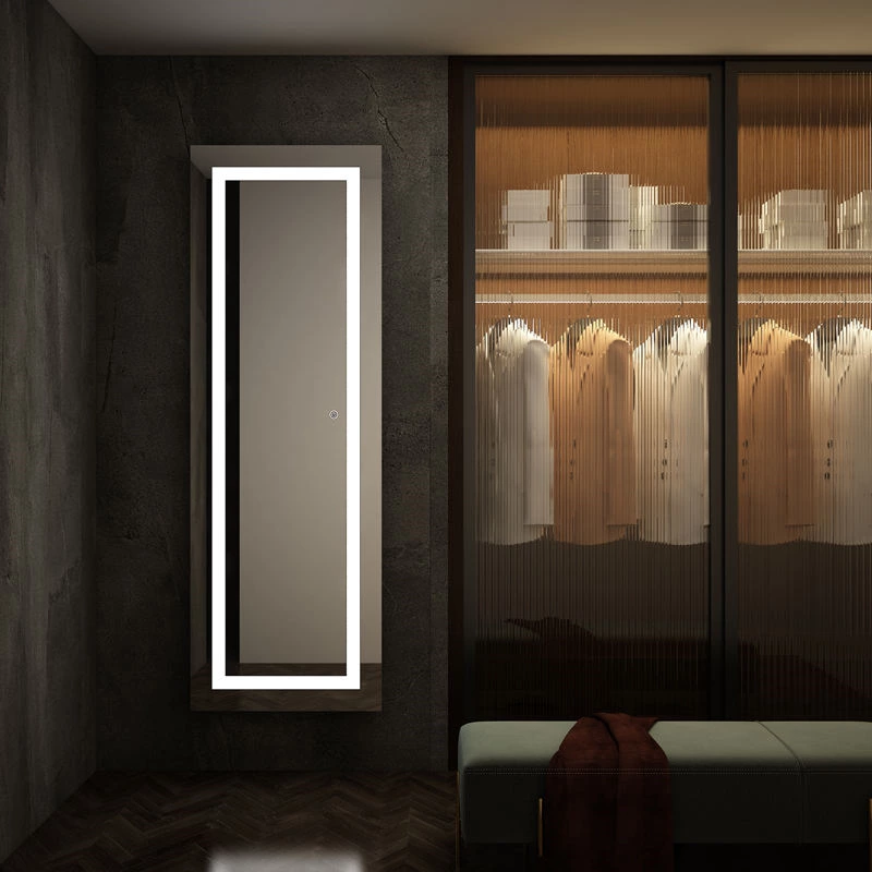 Smart Bathroom LED Mirror Aesthetic Full Length Hallway Large Floor Illuminated Mirror Decorative