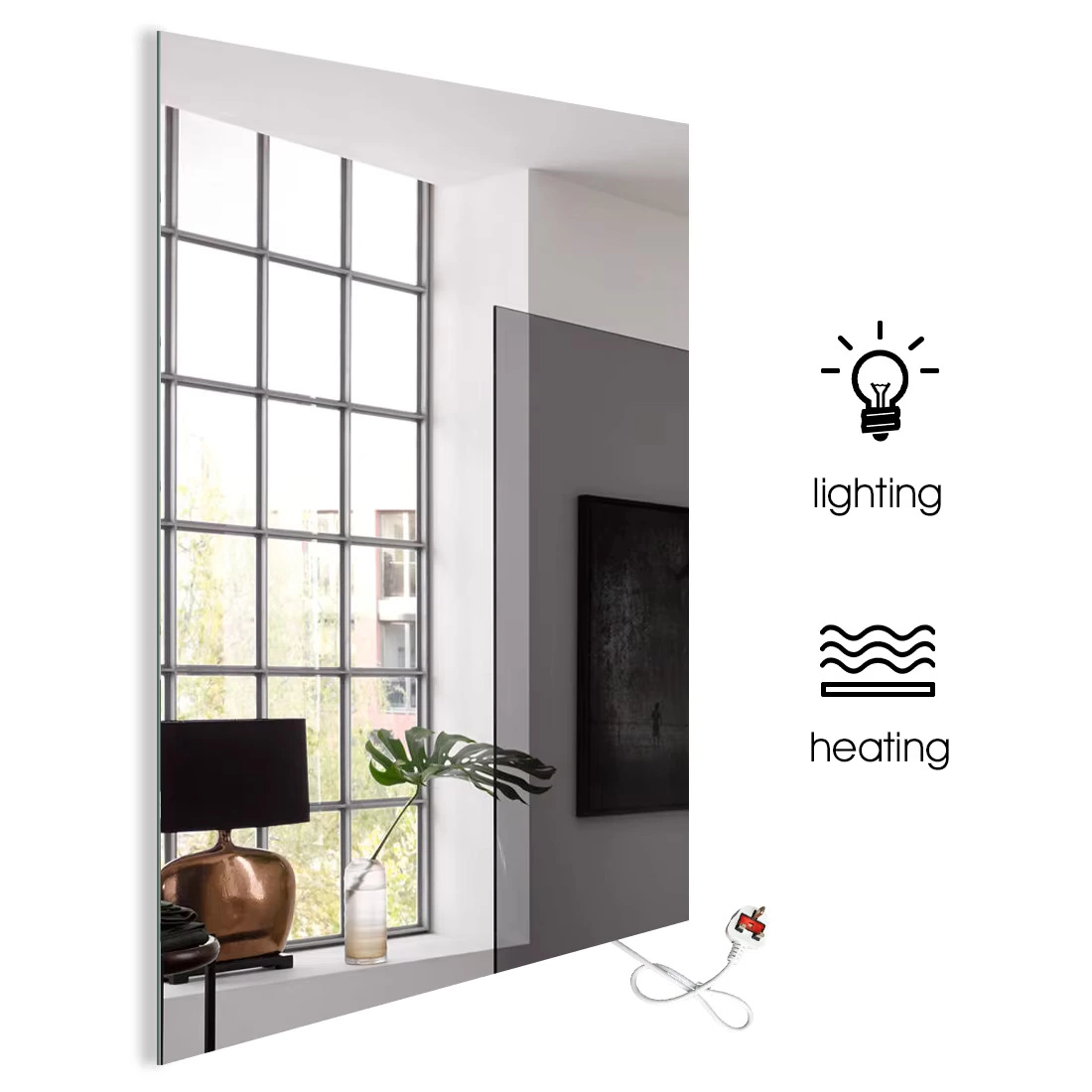 Bathroom LED mirror with mirror heating