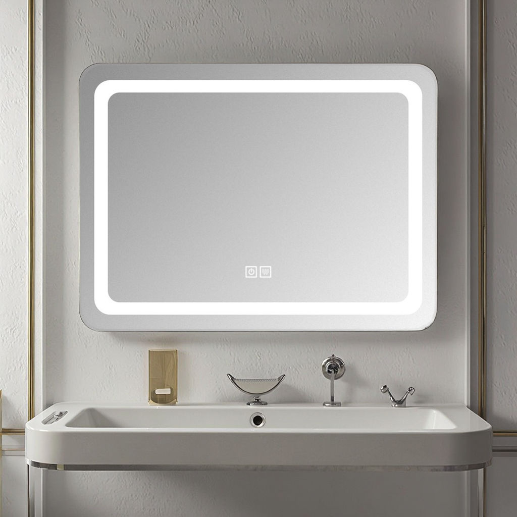 Modern LED Bathroom Smart Mirror Touch Screen Wall Mounted Full Anti-Fog Illuminated Mirror