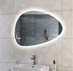 Modern Water Drop Shape Anti-Fog Lighted LED Bathroom Mirror Illuminated Irregular LED Mirror