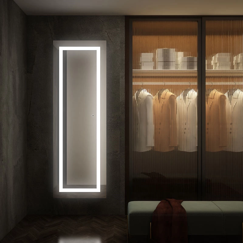 Rectangle Full Length Mirror Bathroom Light Fixture Barber Mirror Station