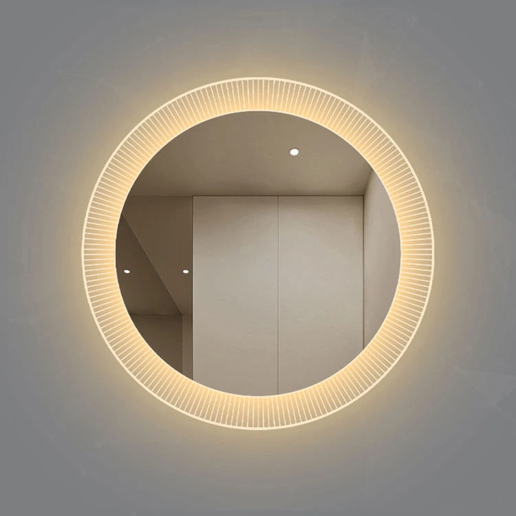 Modern Round Bath Mirrors Wall Mounted Touch Screen Induction Illuminated Smart Mirror