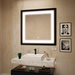 Square Led Mirror with Frame Wall Bathroom Mirrors