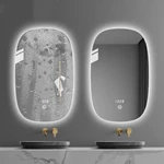 Minimalist Frameless Oval Led Lighted Hotel Bathroom Make up Mirror With Anti-Fog Mirror Smart LED Mirror