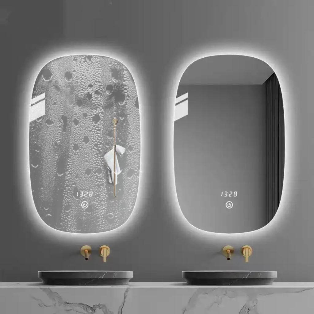 Frameless Oval Led Lighted Hotel Bathroom Make up Mirror With Anti-Fog Mirror Smart LED Mirror