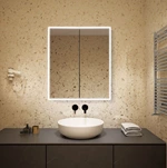 Double Door Rectangle LED Bathroom Mirror Cabinet Touch Mirror Sensor