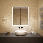 Double Door Rectangle LED Bathroom Mirror Cabinet Touch Mirror Sensor