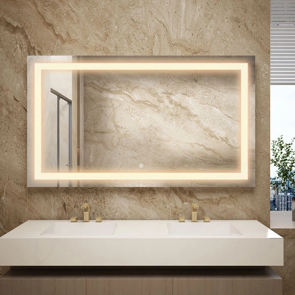 Square Led Light Bathroom Magnifying Mirror Touch Control