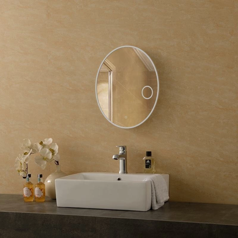 Oval Simple Behind Illuminated Bathroom Magnifying LED Mirror