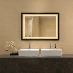 New Espresso Contemporary 61 Double Sink Bathroom Vanity Rectangle LED Mirror with Frame