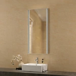 Rectangular Vanity Decorative Wall Mirror Brass Gold Metal Frame Beveled Glass Edge for Bathroom Bedroom Living Room Home House Office Entryway