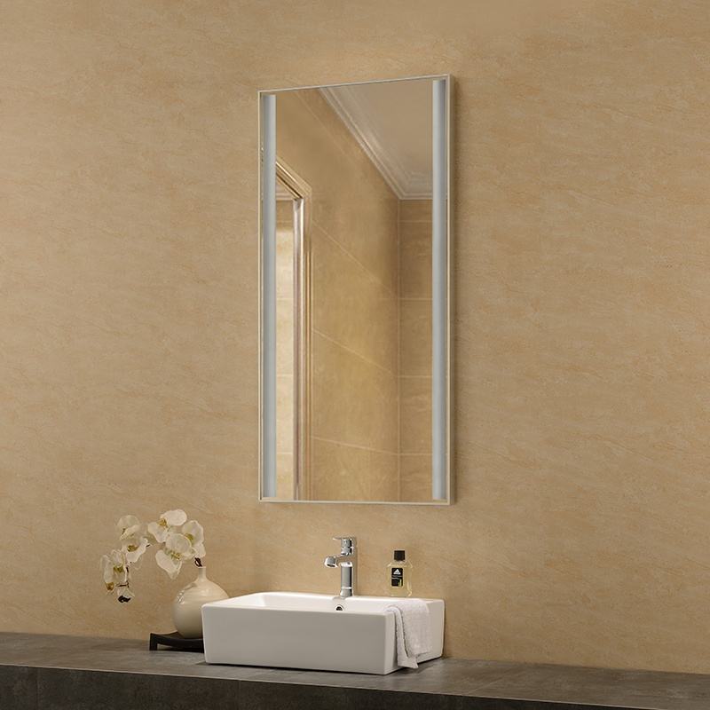 Rectangular Vanity Decorative Wall Mirror Brass Gold Metal Frame Beveled Glass Edge for Bathroom Bedroom Living Room Home House Office Entryway