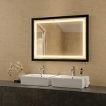New Espresso Contemporary 61 Double Sink Bathroom Vanity Rectangle LED Mirror with Frame
