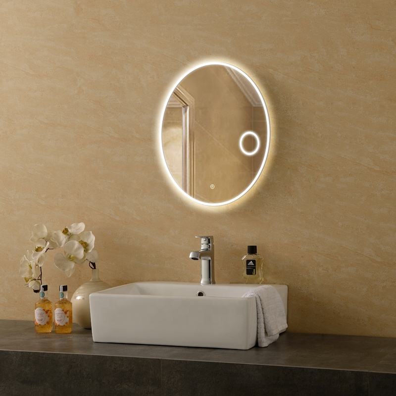 Oval Simple Behind Illuminated Bathroom Magnifying LED Mirror