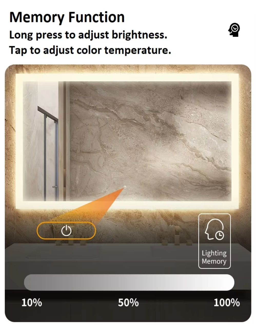 Premium LED Mirror with Solid Metal Frame & Customizable Lighting