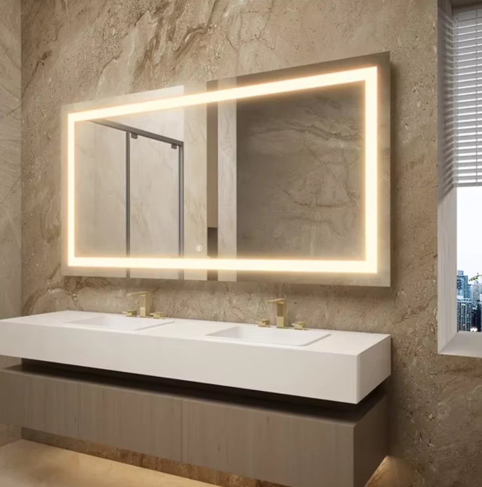 Premium LED Mirror with Solid Metal Frame & Customizable Lighting