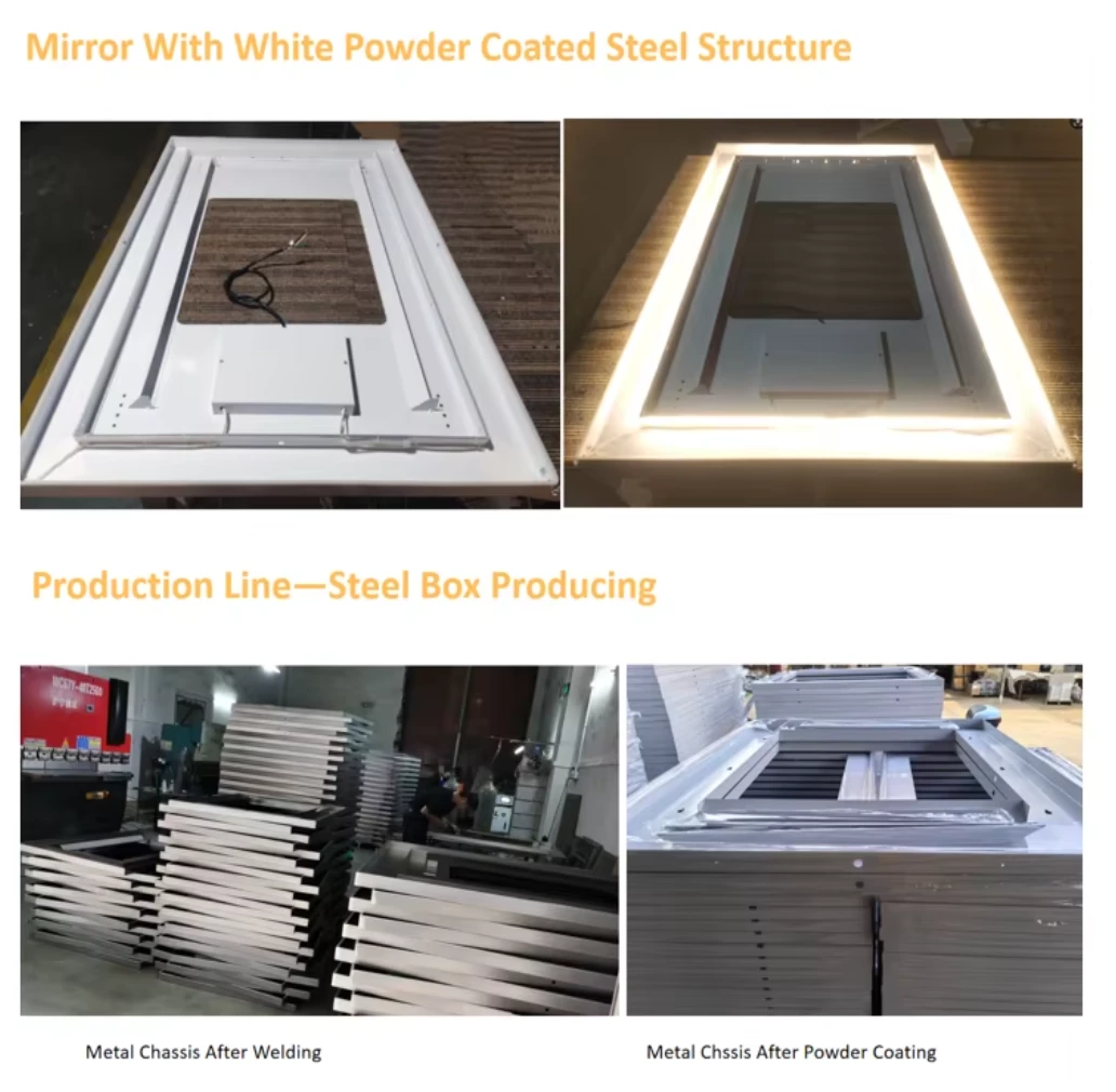 Premium LED Mirror with Solid Metal Frame & Customizable Lighting