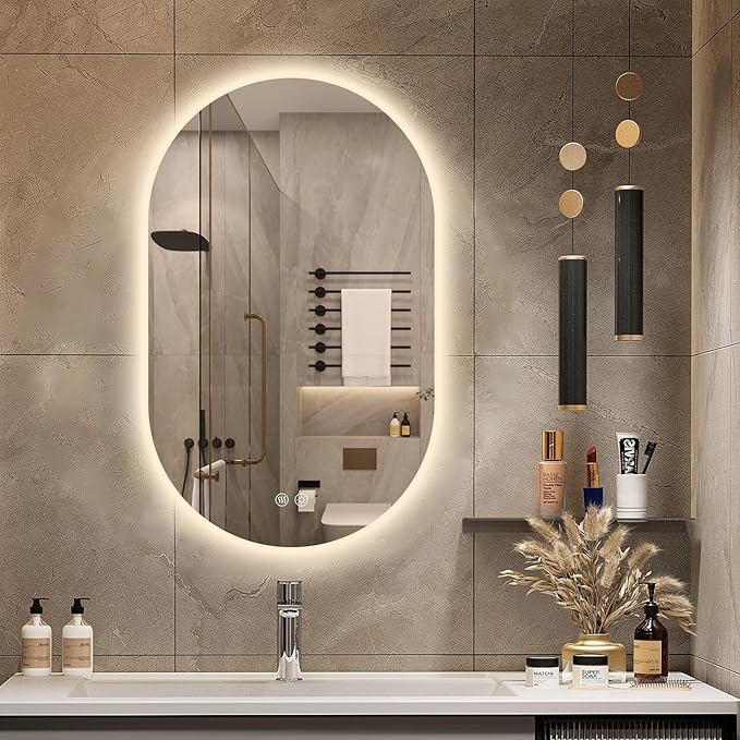 Wholesale Factory Large Manufacturer Modern Design Smart Led Mirror Oval Shaped Frameless Bathroom Bath Led Light Ip44 Rating