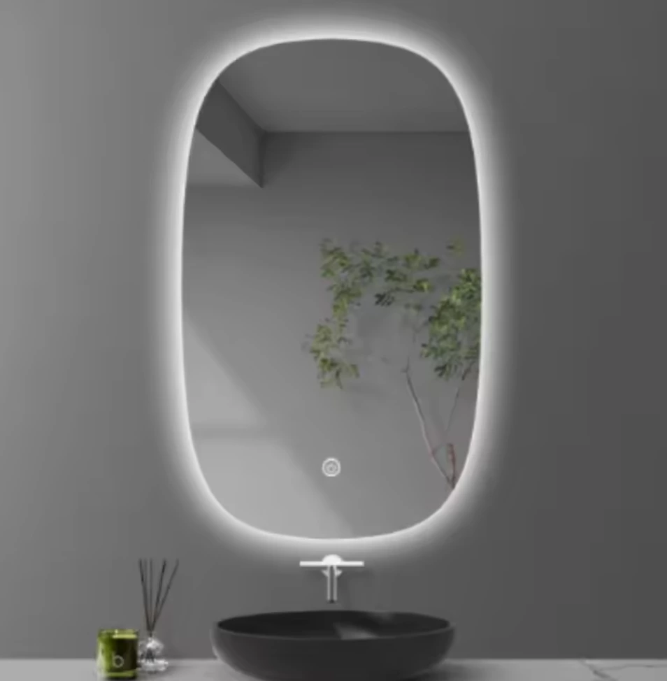 Frameless Oval Led Lighted Hotel Bathroom Make up Mirror With Anti-Fog Mirror Smart LED Mirror | Cambodia Factory