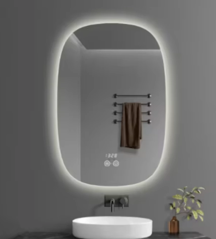 Frameless Oval Led Lighted Hotel Bathroom Make up Mirror With Anti-Fog Mirror Smart LED Mirror | Cambodia Factory